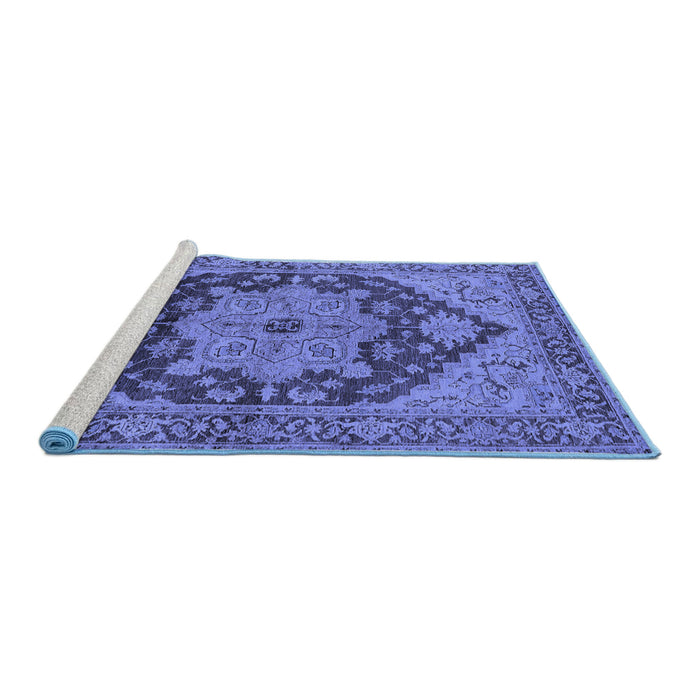Sideview of Machine Washable Oriental Blue Industrial Rug, wshurb640blu