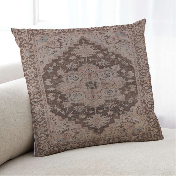 Lifestyle Image of Mid-Century Modern Urban Square Light Copper Gold Throw Pillow, 18 inch by 18 inch, pwurb640