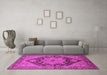 Machine Washable Oriental Pink Industrial Rug in a Living Room, wshurb640pnk