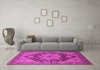 Machine Washable Oriental Pink Industrial Rug, wshurb640pnk