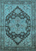 Machine Washable Oriental Light Blue Industrial Rug, wshurb640lblu