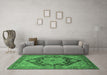 Machine Washable Oriental Emerald Green Industrial Area Rugs in a Living Room,, wshurb640emgrn