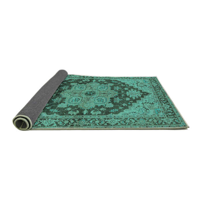 Sideview of Oriental Turquoise Industrial Rug, urb640turq