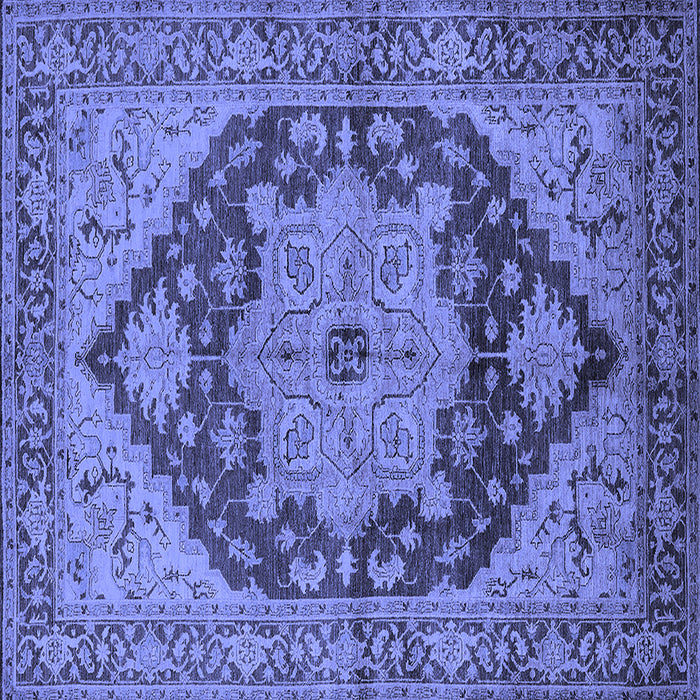 Square Machine Washable Oriental Blue Industrial Rug, wshurb640blu