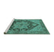 Sideview of Machine Washable Oriental Turquoise Industrial Area Rugs, wshurb640turq