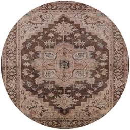 Round Machine Washable Industrial Modern Light Copper Gold Rug, wshurb640