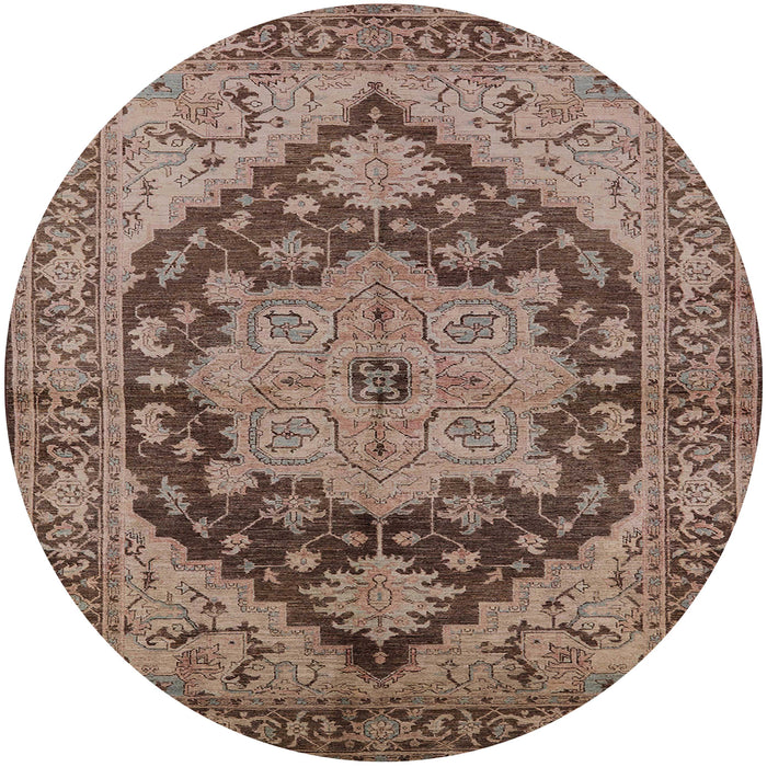 Round Machine Washable Industrial Modern Light Copper Gold Rug, wshurb640