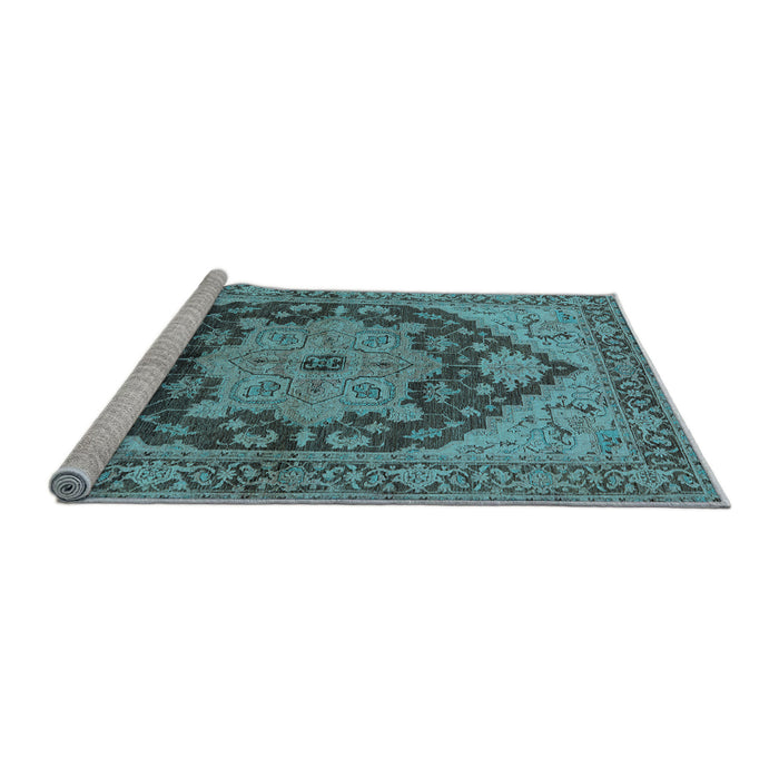 Sideview of Machine Washable Oriental Light Blue Industrial Rug, wshurb640lblu