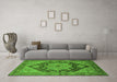 Machine Washable Oriental Green Industrial Area Rugs in a Living Room,, wshurb640grn