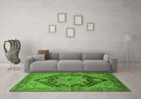 Machine Washable Oriental Green Industrial Rug, wshurb640grn