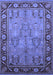 Machine Washable Oriental Blue Industrial Rug, wshurb641blu