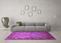 Machine Washable Oriental Purple Industrial Rug, wshurb641pur