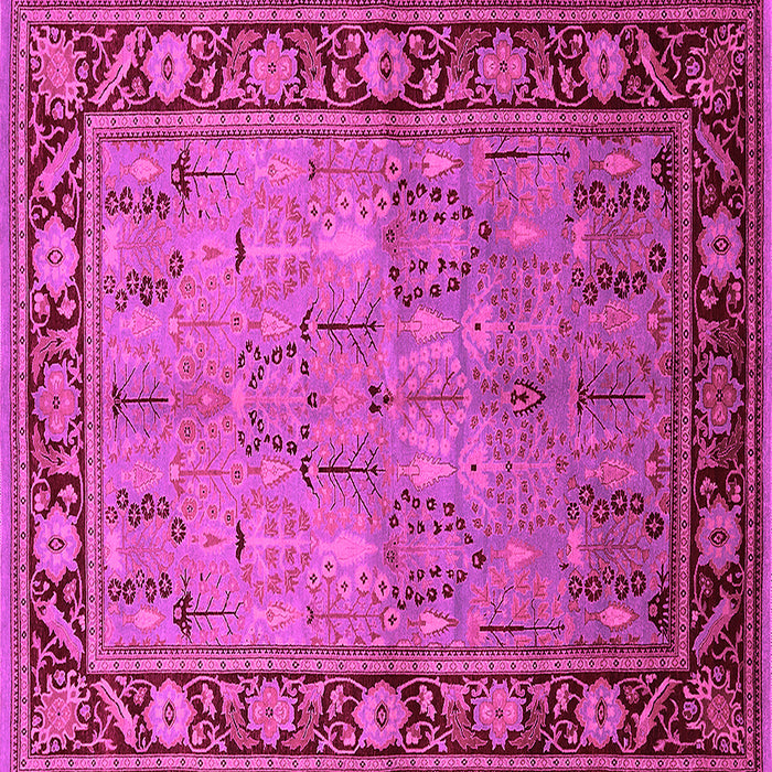 Square Machine Washable Oriental Pink Industrial Rug, wshurb641pnk