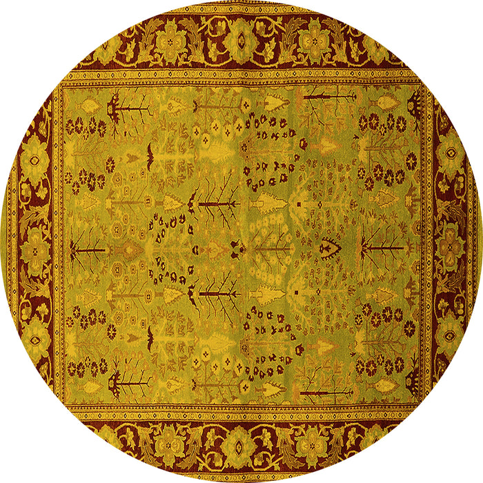 Round Oriental Yellow Industrial Rug, urb641yw