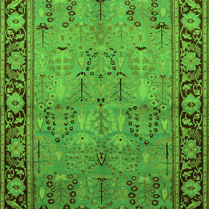 Machine Washable Oriental Green Industrial Area Rugs, wshurb641grn