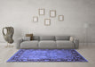 Machine Washable Oriental Blue Industrial Rug in a Living Room, wshurb641blu