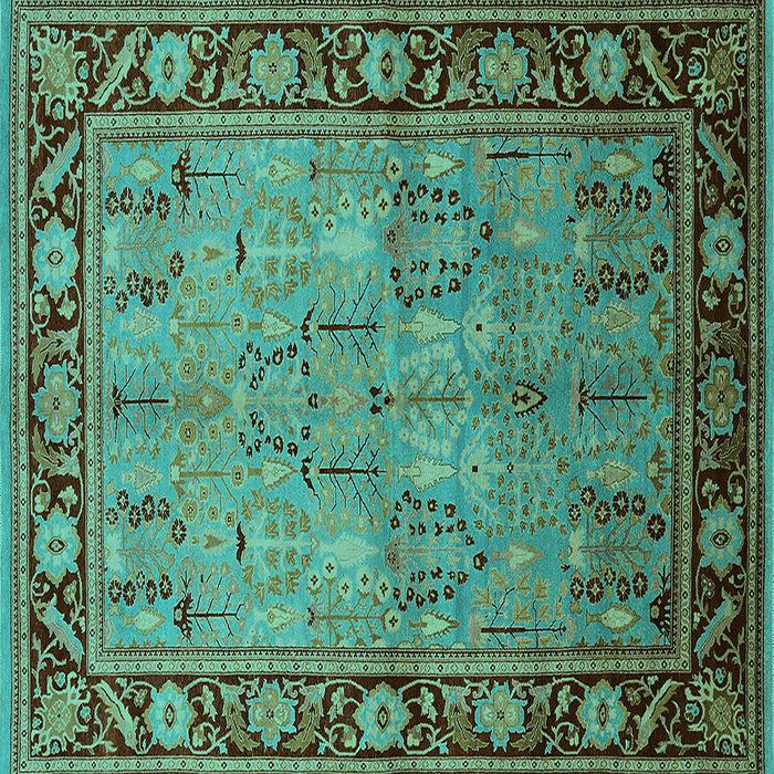 Square Oriental Turquoise Industrial Rug, urb641turq