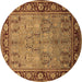 Round Oriental Brown Industrial Rug, urb641brn