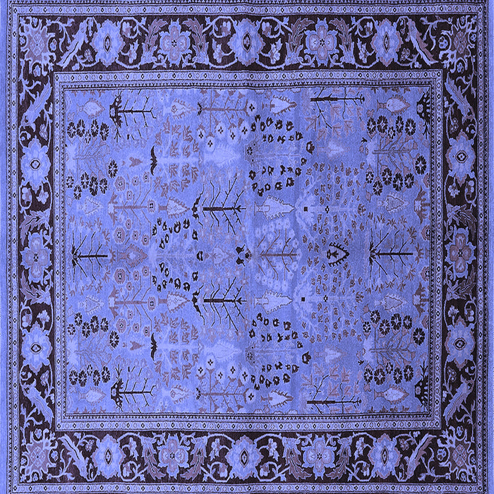 Square Machine Washable Oriental Blue Industrial Rug, wshurb641blu