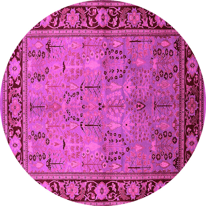 Round Machine Washable Oriental Pink Industrial Rug, wshurb641pnk