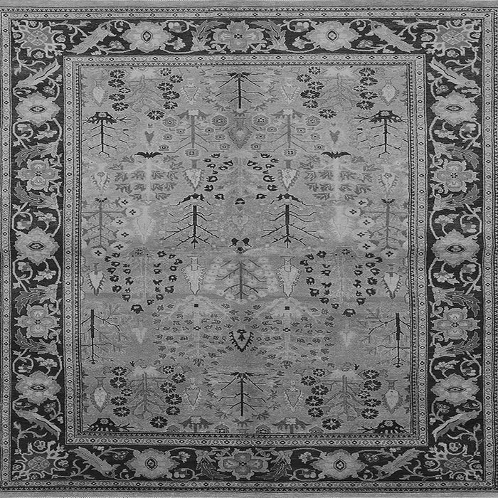 Square Machine Washable Oriental Gray Industrial Rug, wshurb641gry