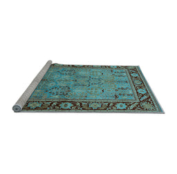 Sideview of Machine Washable Oriental Light Blue Industrial Rug, wshurb641lblu
