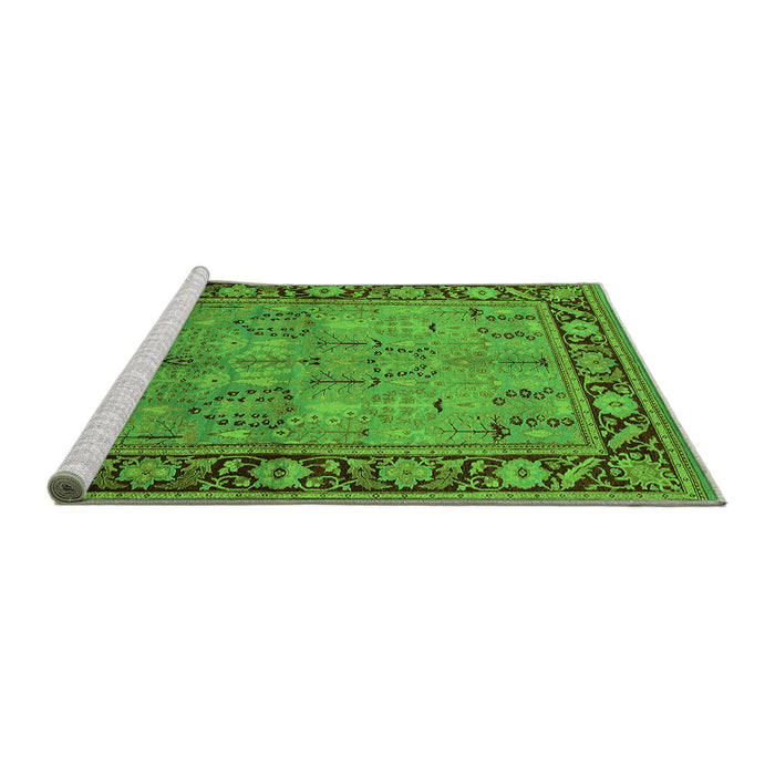 Sideview of Machine Washable Oriental Green Industrial Area Rugs, wshurb641grn