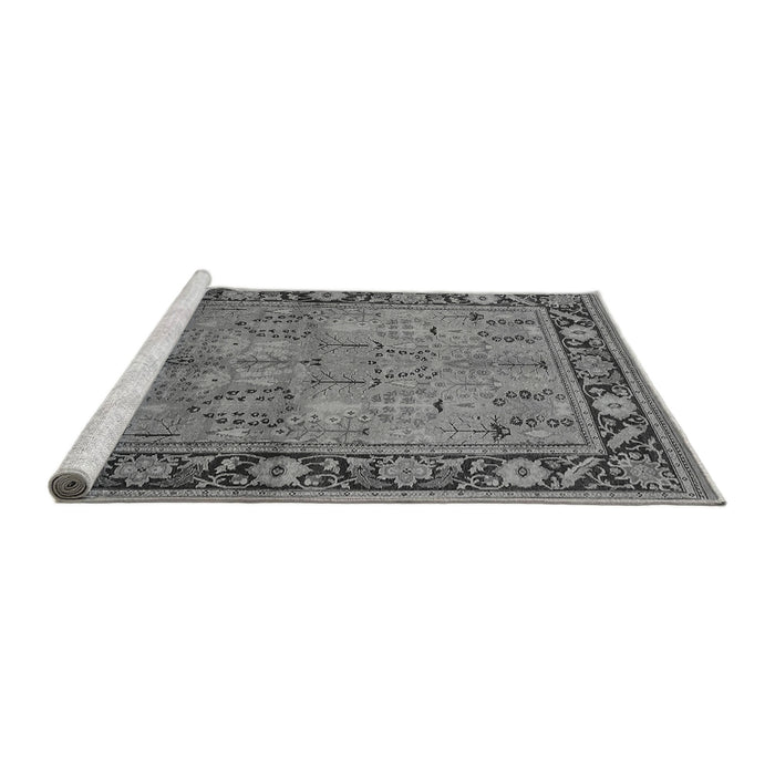 Sideview of Machine Washable Oriental Gray Industrial Rug, wshurb641gry