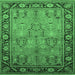 Square Machine Washable Oriental Emerald Green Industrial Area Rugs, wshurb641emgrn