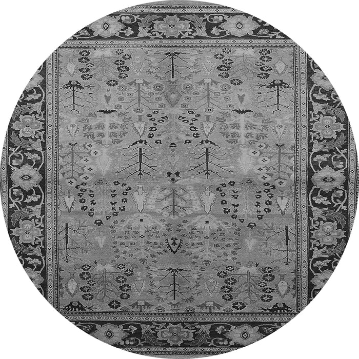 Round Machine Washable Oriental Gray Industrial Rug, wshurb641gry
