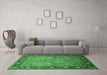 Machine Washable Oriental Emerald Green Industrial Area Rugs in a Living Room,, wshurb641emgrn