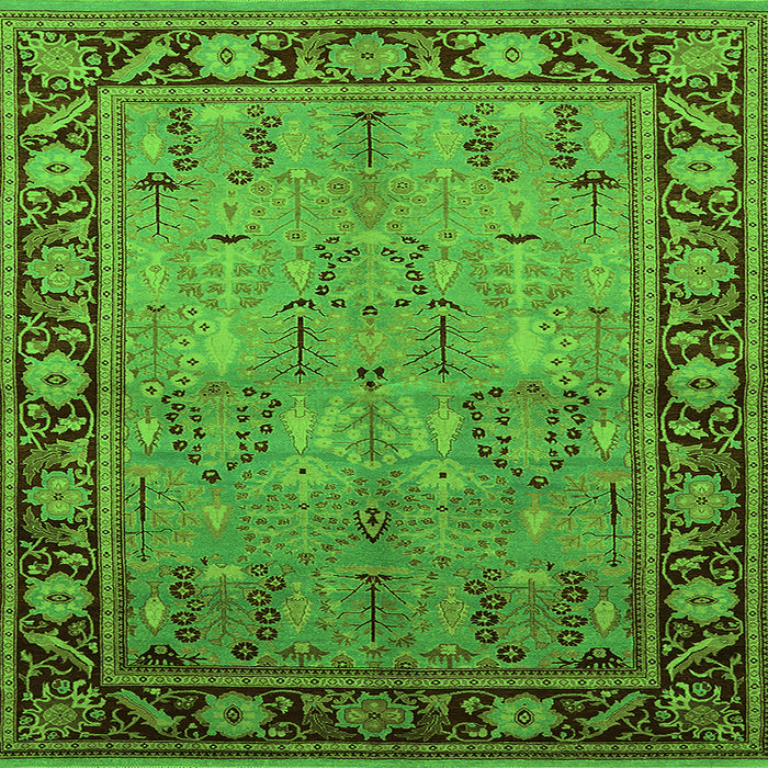 Square Machine Washable Oriental Green Industrial Area Rugs, wshurb641grn