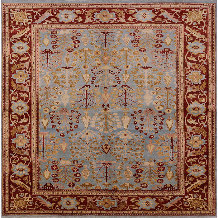 Square Mid-Century Modern Red Oriental Rug, urb641