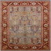 Square Mid-Century Modern Red Oriental Rug, urb641