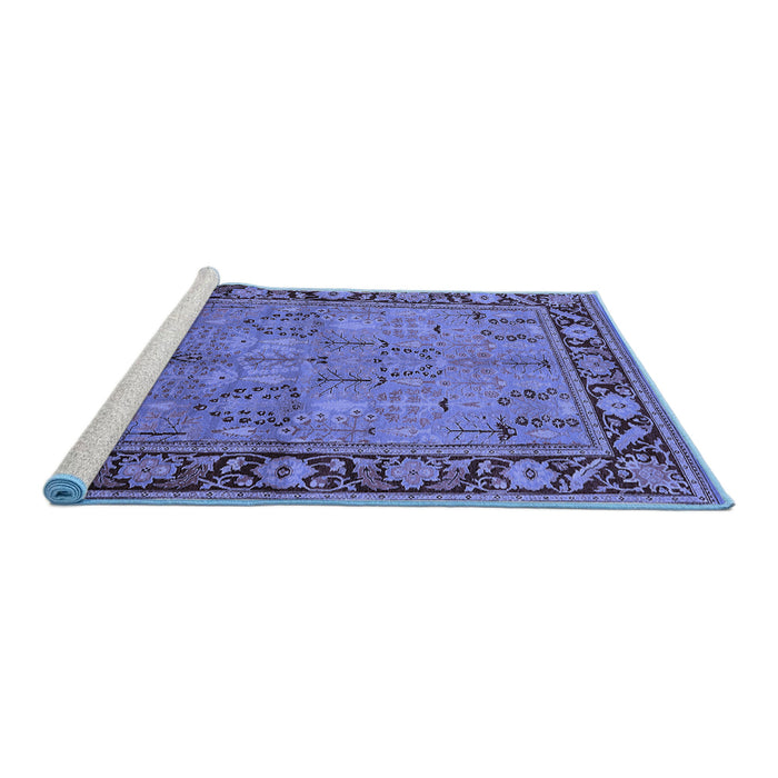 Sideview of Machine Washable Oriental Blue Industrial Rug, wshurb641blu