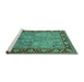 Sideview of Machine Washable Oriental Turquoise Industrial Area Rugs, wshurb641turq