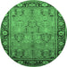 Round Oriental Emerald Green Industrial Rug, urb641emgrn