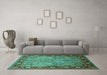 Machine Washable Oriental Turquoise Industrial Area Rugs in a Living Room,, wshurb641turq