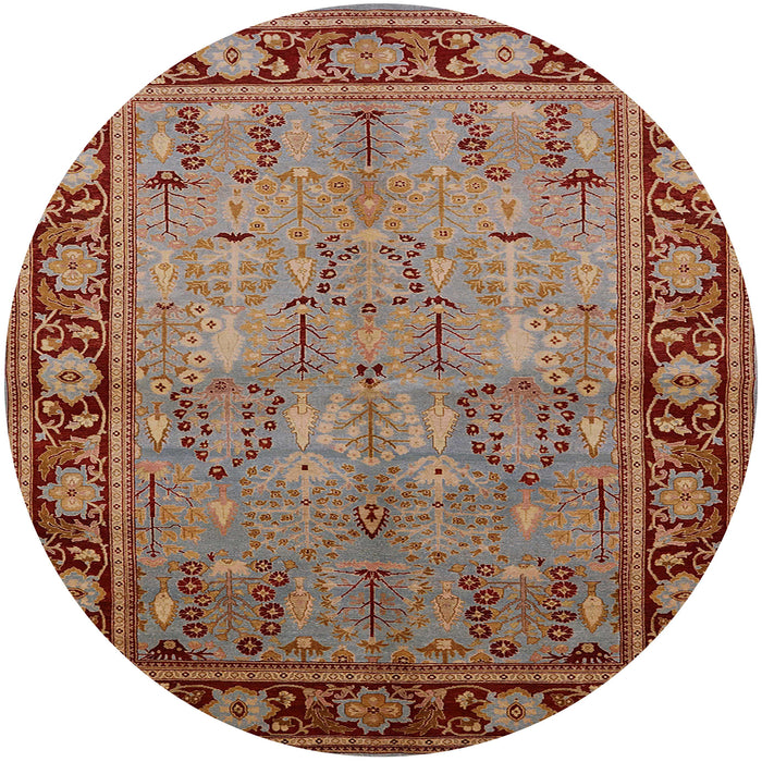 Round Mid-Century Modern Red Oriental Rug, urb641