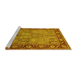 Sideview of Machine Washable Oriental Yellow Industrial Rug, wshurb641yw
