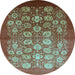 Round Oriental Light Blue Industrial Rug, urb642lblu