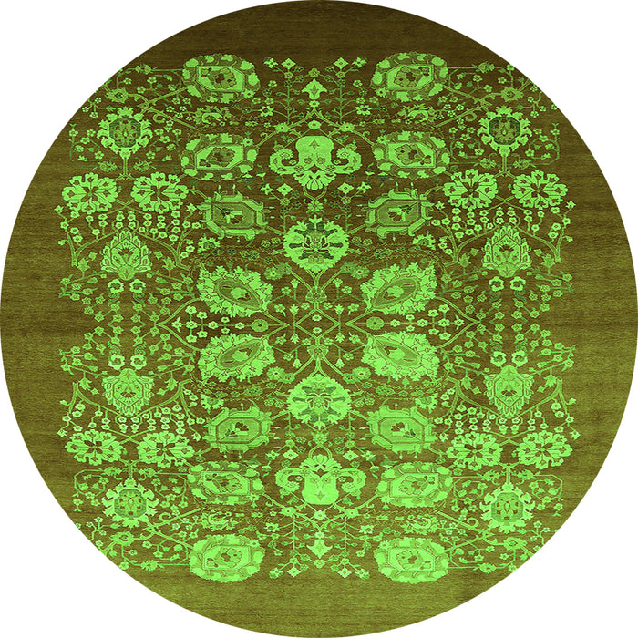 Round Oriental Green Industrial Rug, urb642grn