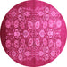 Round Oriental Pink Industrial Rug, urb642pnk