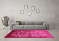 Machine Washable Oriental Pink Industrial Rug, wshurb642pnk