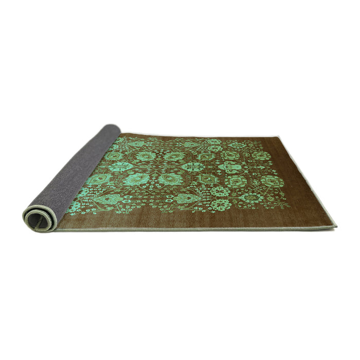 Sideview of Oriental Turquoise Industrial Rug, urb642turq