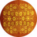 Round Machine Washable Oriental Yellow Industrial Rug, wshurb642yw