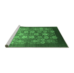 Sideview of Machine Washable Oriental Emerald Green Industrial Area Rugs, wshurb642emgrn