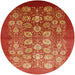 Round Machine Washable Industrial Modern Red Rug, wshurb642