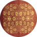 Round Oriental Brown Industrial Rug, urb642brn