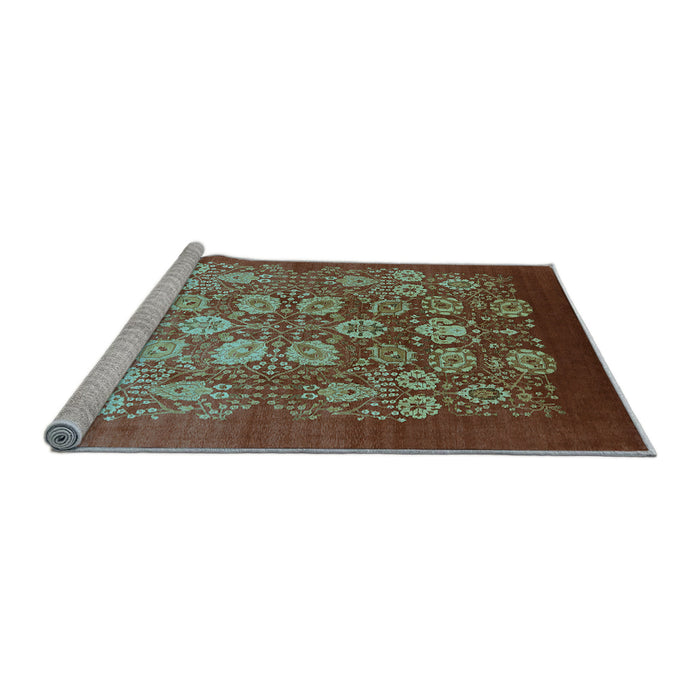Sideview of Machine Washable Oriental Light Blue Industrial Rug, wshurb642lblu